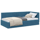 vidaXL Sarokágy keret fejtámlával Kék 100 cm x 200 cm Bársony