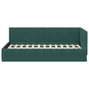 vidaXL Sarokágy keret fejtámlával Sötétzöld 100 cm x 200 cm Bársony
