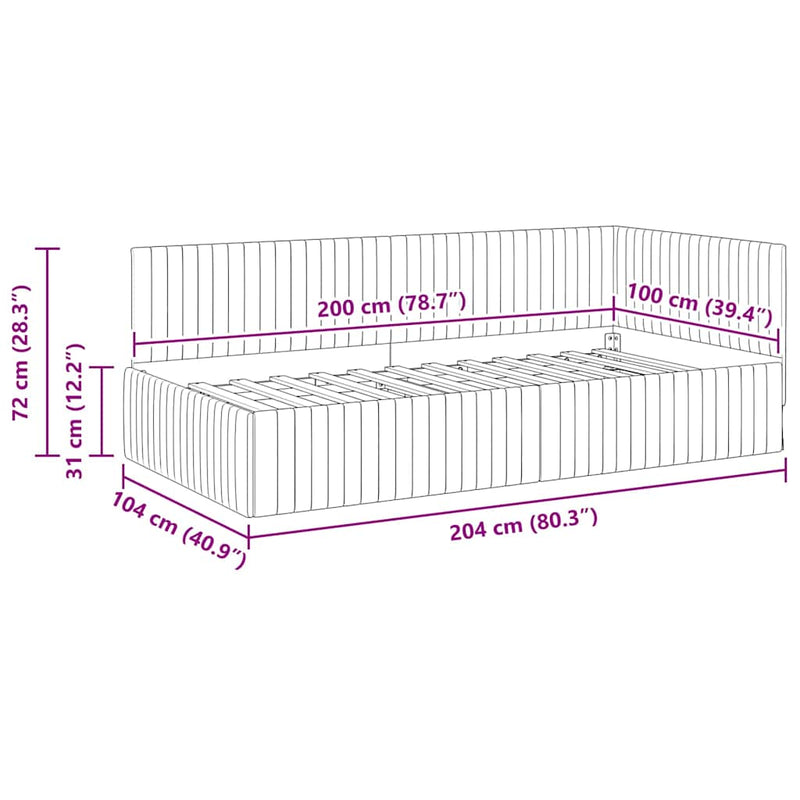vidaXL Sarokágy keret fejtámlával Sötétzöld 100 x 200 cm Bársony
