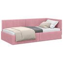 vidaXL Sarokágy keret fejtámlával Rózsaszín 100 cm x 200 cm Bársony