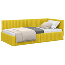 vidaXL Sarokágy keret fejtámlával Sárga 100 cm x 200 cm Bársony