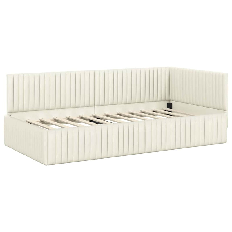 vidaXL Sarokágy keret fejtámlával Krém 100 x 200 cm Bársony