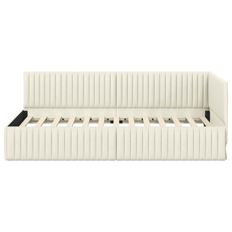 vidaXL Sarokágy keret fejtámlával Krém 100 x 200 cm Bársony