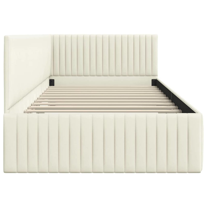 vidaXL Sarokágy keret fejtámlával Krém 100 x 200 cm Bársony