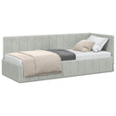 vidaXL Sarokágy keret fejtámlával Világosszürke 80 cm x 200 cm Bársony