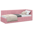 vidaXL Sarokágy keret fejtámlával Rózsaszín 80 cm x 200 cm Bársony