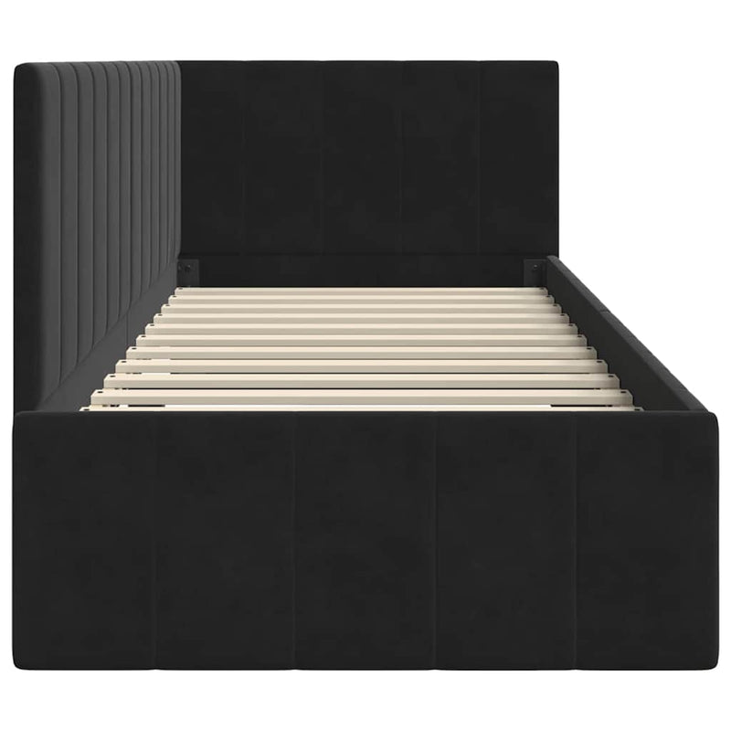 vidaXL Sarokágy keret fejtámlával Fekete 80 x 200 cm Bársony