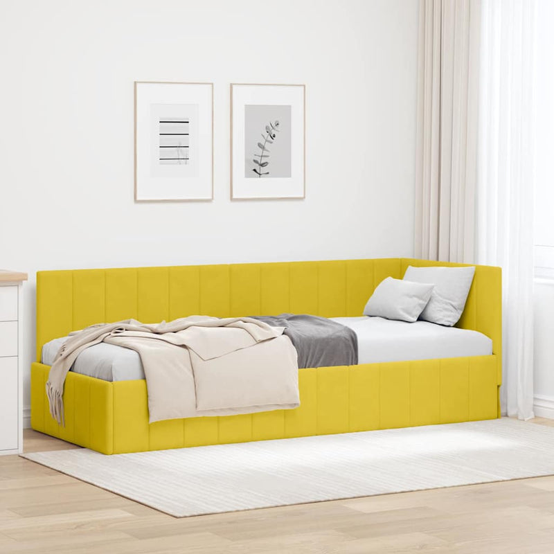 vidaXL Sarokágy keret fejtámlával Sárga 80 cm x 200 cm szövet