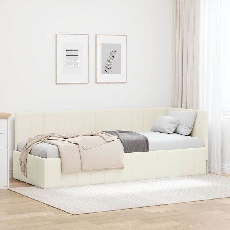 vidaXL Sarokágy keret fejtámlával Krém 80 x 200 cm Bársony