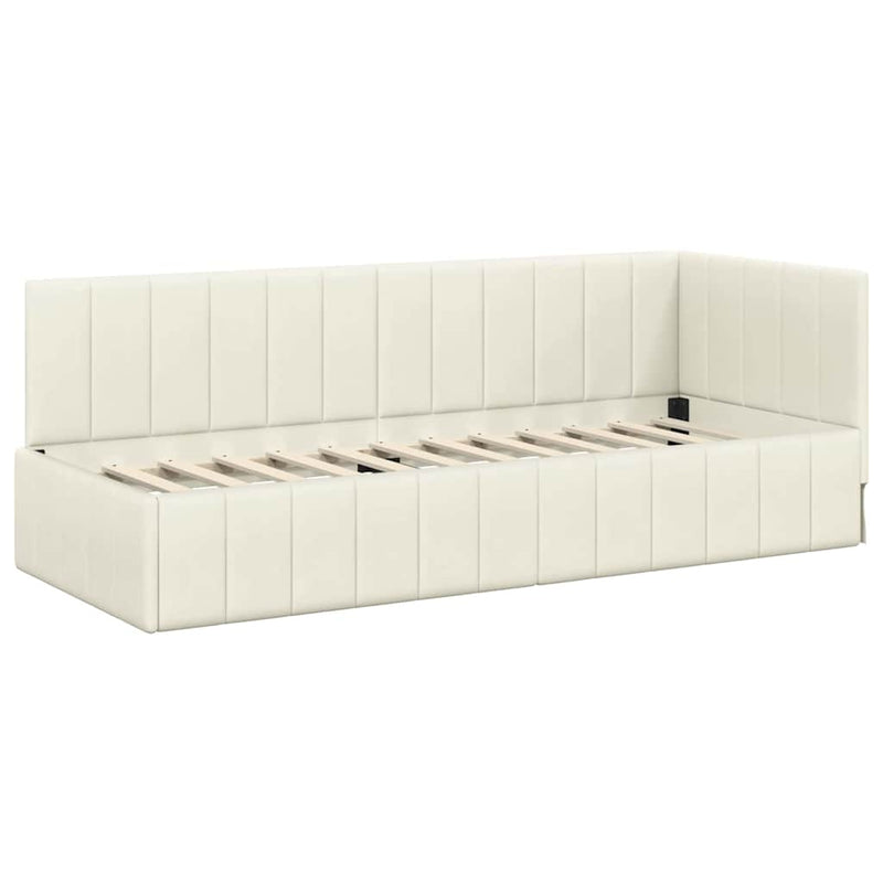 vidaXL Sarokágy keret fejtámlával Krém 80 x 200 cm Bársony