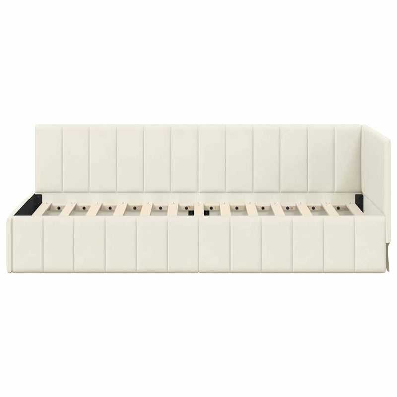 vidaXL Sarokágy keret fejtámlával Krém 80 x 200 cm Bársony
