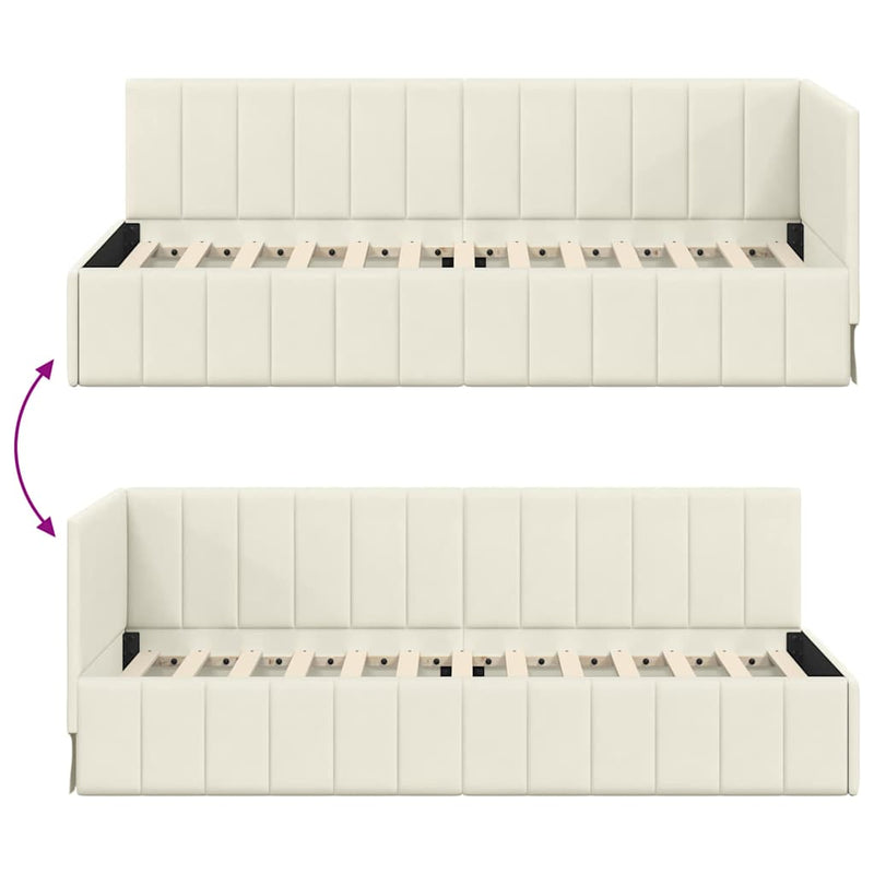 vidaXL Sarokágy keret fejtámlával Krém 80 x 200 cm Bársony