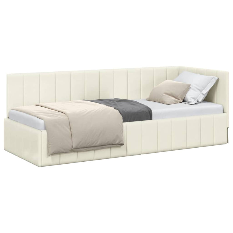 vidaXL Sarokágy keret fejtámlával Krém 80 x 200 cm Bársony
