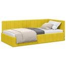 vidaXL Sarokágy keret fejtámlával Sárga 90 cm x 190 cm Bársony