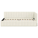 vidaXL Sarokágy keret fejtámlával Krém 90 cm x 190 cm szövet