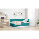 vidaXL Sarokágy keret fejtámlával Türkiz 90 cm x 190 cm Bársony