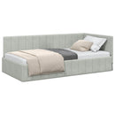 vidaXL Sarokágy keret fejtámlával Világosszürke 90 cm x 200 cm Bársony