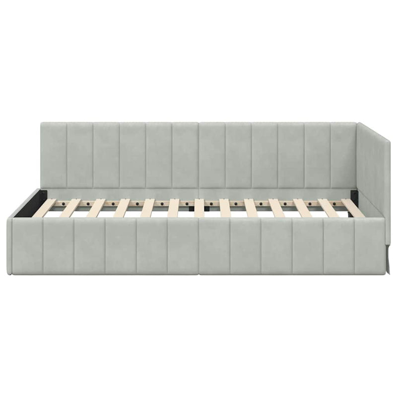 vidaXL Sarokágy keret fejtámlával Világosszürke 90 cm x 200 cm szövet