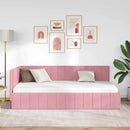 vidaXL Sarokágy keret fejtámlával Rózsaszín 90 cm x 200 cm Bársony
