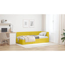 vidaXL Sarokágy keret fejtámlával Sárga 100 cm x 200 cm Bársony