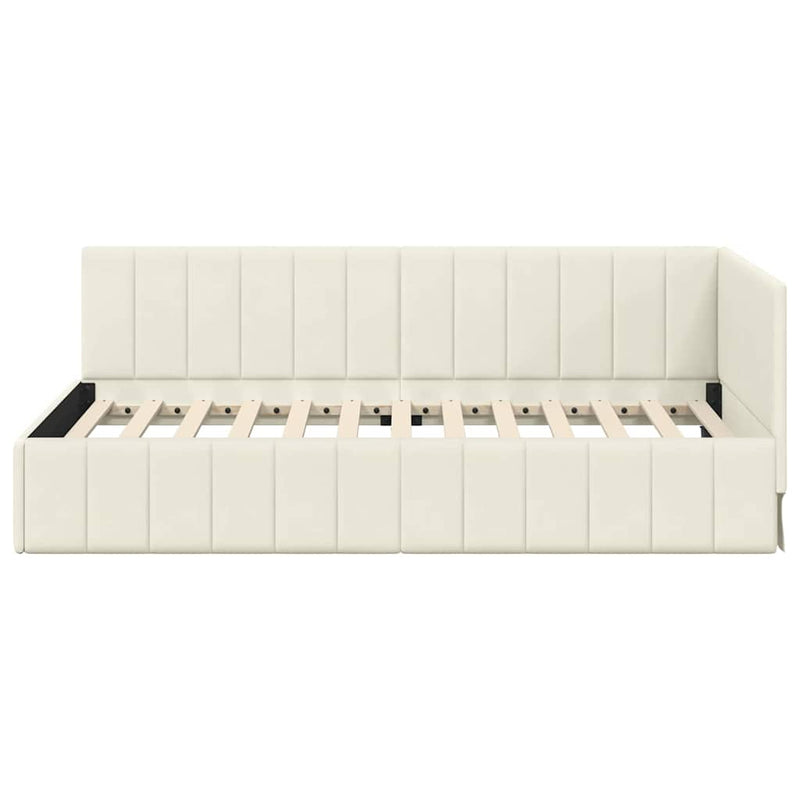 vidaXL Sarokágy keret fejtámlával Krém 100 cm x 200 cm szövet