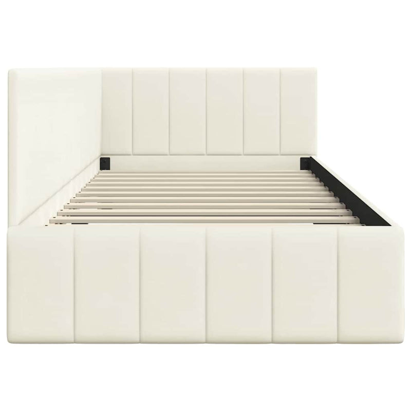 vidaXL Sarokágy keret fejtámlával Krém 100 cm x 200 cm szövet