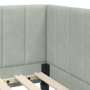 vidaXL Sarokágy keret fejtámlával Világosszürke 80 cm x 200 cm Bársony