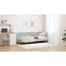 vidaXL Sarokágy keret fejtámlával Világosszürke 80 cm x 200 cm Bársony