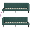 vidaXL Sarokágy keret fejtámlával Sötétzöld 80 cm x 200 cm Bársony