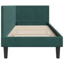 vidaXL Sarokágy keret fejtámlával Sötétzöld 80 cm x 200 cm Bársony