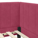 vidaXL Sarokágy keret fejtámlával Bordó 80 cm x 200 cm Bársony
