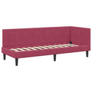 vidaXL Sarokágy keret fejtámlával Bordó 80 cm x 200 cm Bársony