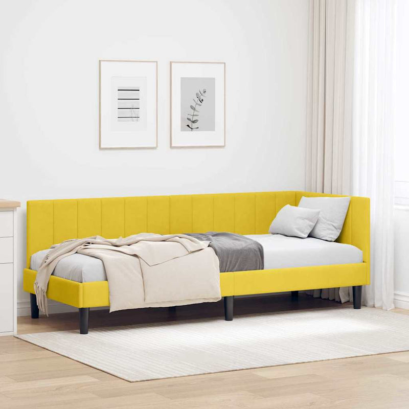 vidaXL Sarokágy keret fejtámlával Sárga 80 cm x 200 cm szövet