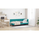 vidaXL Sarokágy keret fejtámlával Türkiz 80 cm x 200 cm Bársony
