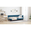 vidaXL Sarokágy keret fejtámlával Kék 90 cm x 190 cm Bársony
