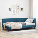 vidaXL Sarokágy keret fejtámlával Kék 90 cm x 190 cm Bársony