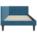 vidaXL Sarokágy keret fejtámlával Kék 90 cm x 190 cm Bársony