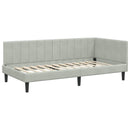 vidaXL Sarokágy keret fejtámlával Világosszürke 90 cm x 190 cm Bársony