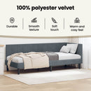 vidaXL Sarokágy keret fejtámlával Sötétszürke 90 cm x 190 cm Bársony