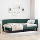 vidaXL Sarokágy keret fejtámlával Sötétzöld 90 cm x 190 cm Bársony
