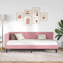 vidaXL Sarokágy keret fejtámlával Rózsaszín 90 cm x 190 cm Bársony