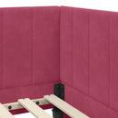 vidaXL Sarokágy keret fejtámlával Bordó 90 cm x 190 cm Bársony