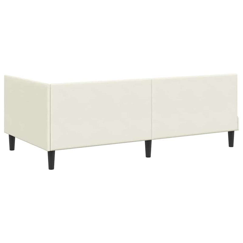 vidaXL Sarokágy keret fejtámlával Krém 90 cm x 190 cm szövet