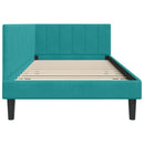 vidaXL Sarokágy keret fejtámlával Türkiz 90 cm x 190 cm Bársony