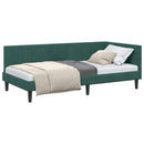 vidaXL Sarokágy keret fejtámlával Sötétzöld 90 cm x 200 cm Bársony