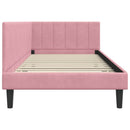 vidaXL Sarokágy keret fejtámlával Rózsaszín 90 cm x 200 cm Bársony