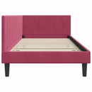 vidaXL Sarokágy keret fejtámlával Bordó 90 cm x 200 cm Bársony