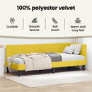vidaXL Sarokágy keret fejtámlával Sárga 90 cm x 200 cm Bársony