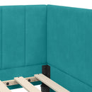 vidaXL Sarokágy keret fejtámlával Türkiz 90 cm x 200 cm Bársony