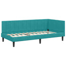 vidaXL Sarokágy keret fejtámlával Türkiz 90 cm x 200 cm Bársony